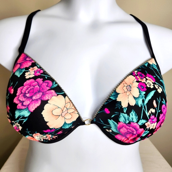 Shade & Shore Other - SOLD - Shade & Shore Multi-Color Floral Padded Beaded Edge Bikini Top 38DD